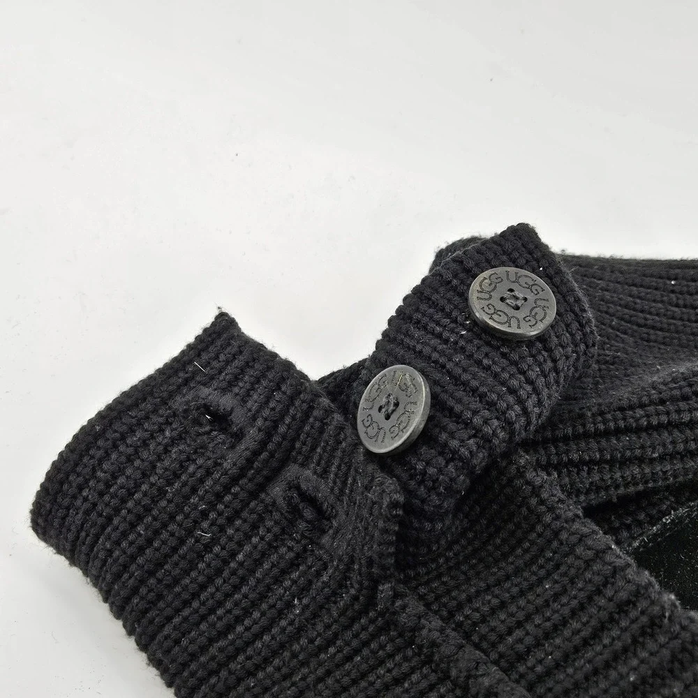 UGG Classic Cardy Black Knit Button Tall Slouch Winter Boots Cozy Size 5